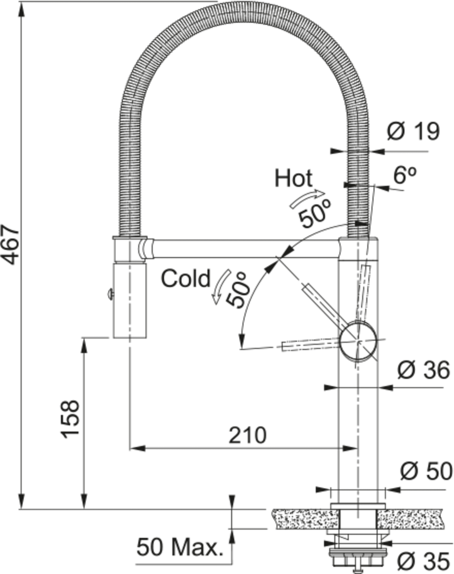 Franke Pescara 2.0 Semi Pro Side Lever Stainless Steel Tap - The Tap Specialist