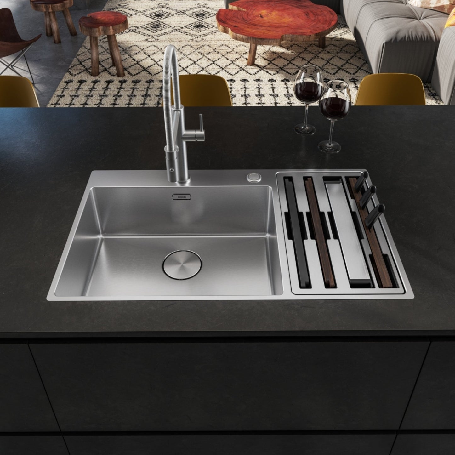 Franke Pescara 2.0 Semi Pro Side Lever Stainless Steel Tap - The Tap Specialist