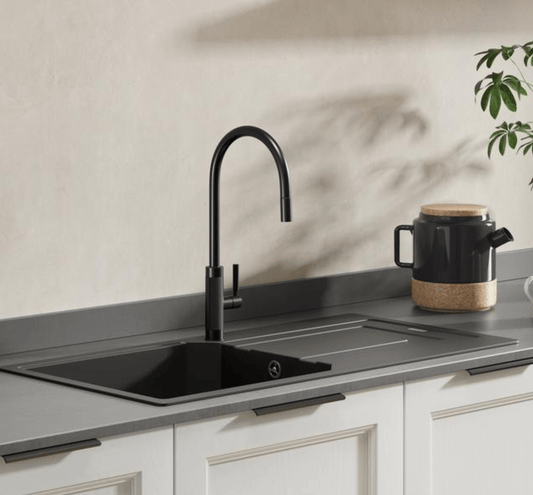 Franke Tessuto J Spout Pull - Out Kitchen Tap – Matt Black | 115.0691.518 - The Tap Specialist