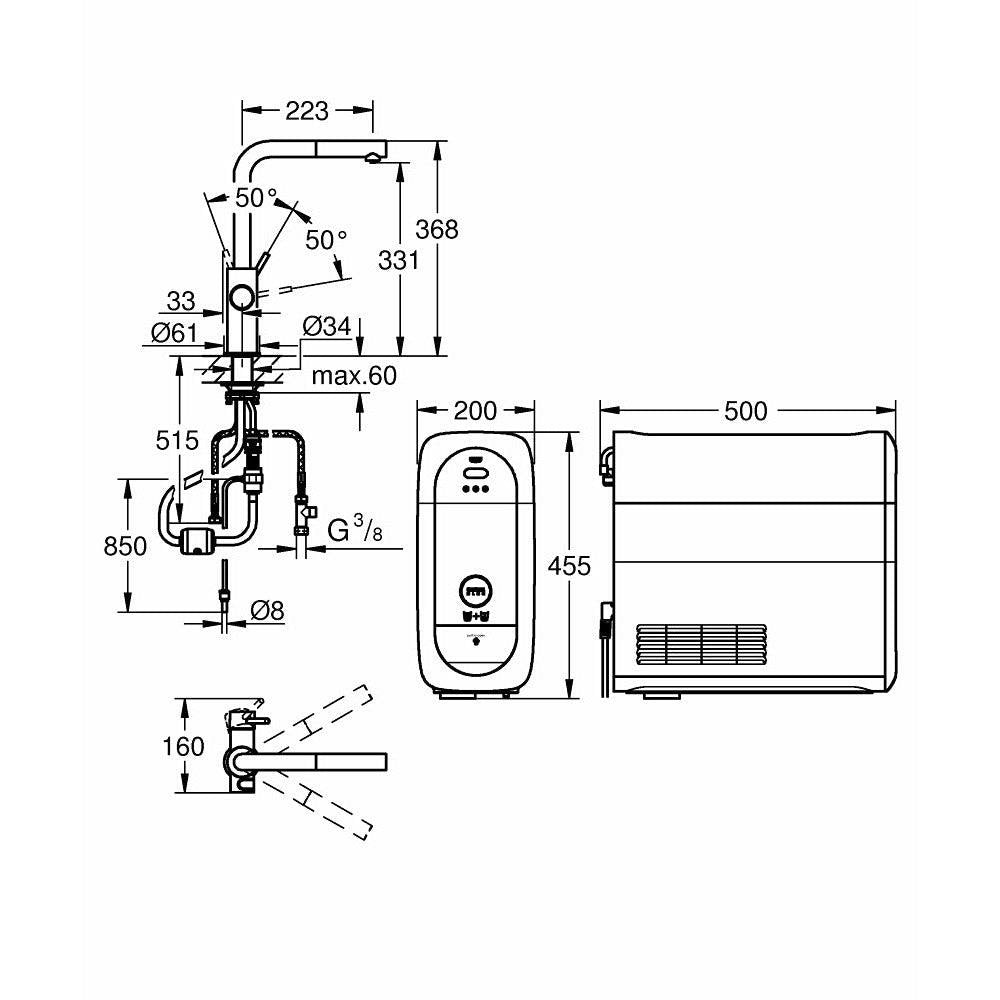 Grohe Blue Home Duo Starter Tap Kit with Pull - Out Spray - The Tap Specialist