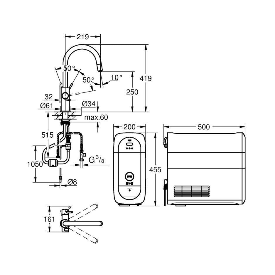 Grohe Blue Home Duo Starter Tap Kit with Pull - Out Spray - The Tap Specialist