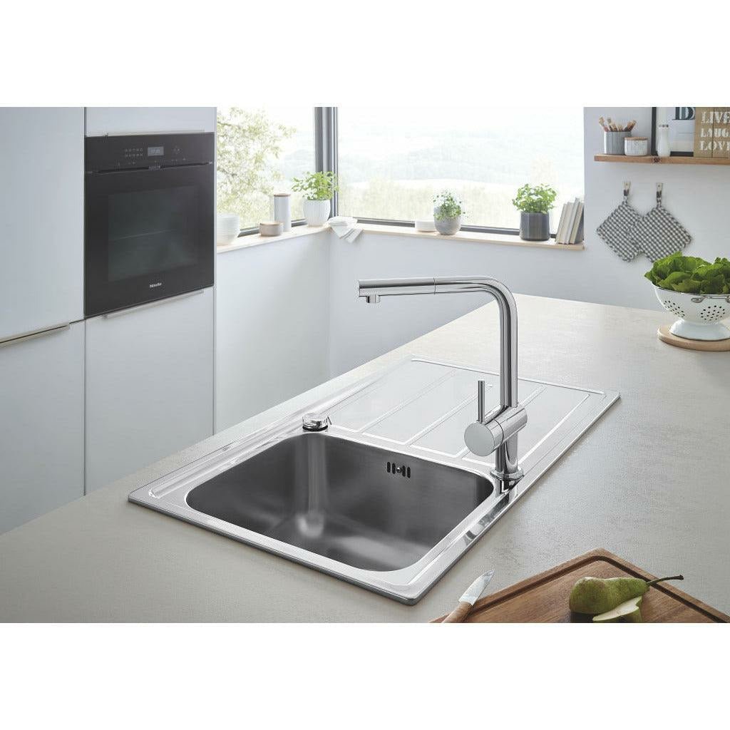 Grohe Kitchen Sink K500 Stainless Steel with Drainer 1 Bowl 31571SD0 - The Tap Specialist