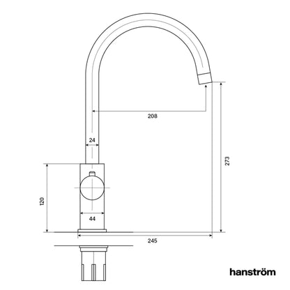 Hanstrom 3 - in - 1 Swan Touch Instant Boiling Water Tap - The Tap Specialist