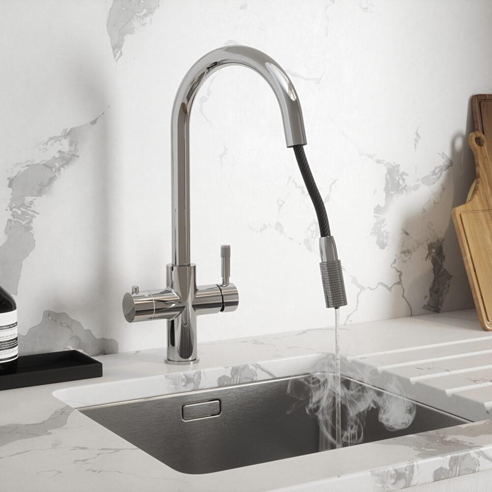 Hanstrom 4 - in - 1 Flex Pro Instant Boiling Water Tap Pull Out - The Tap Specialist