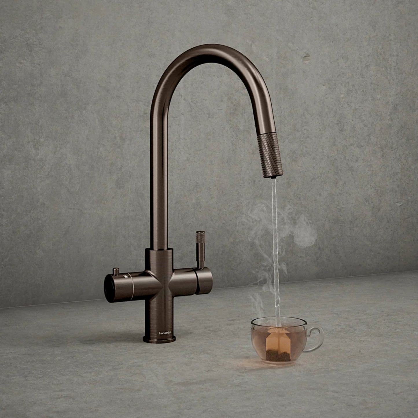 Hanstrom 4 - in - 1 Flex Pro Instant Boiling Water Tap Pull Out - Brushed Bronze - The Tap Specialist