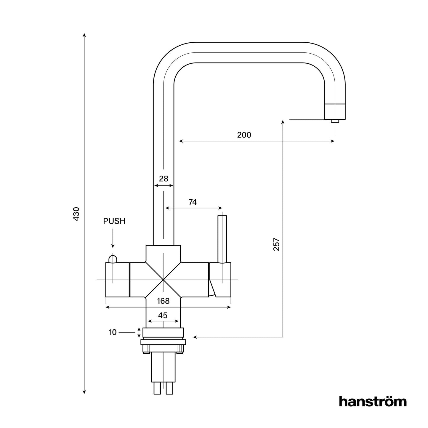 Hanstrom 4 - in - 1 Square Instant Boiling Water Swivel Tap - The Tap Specialist