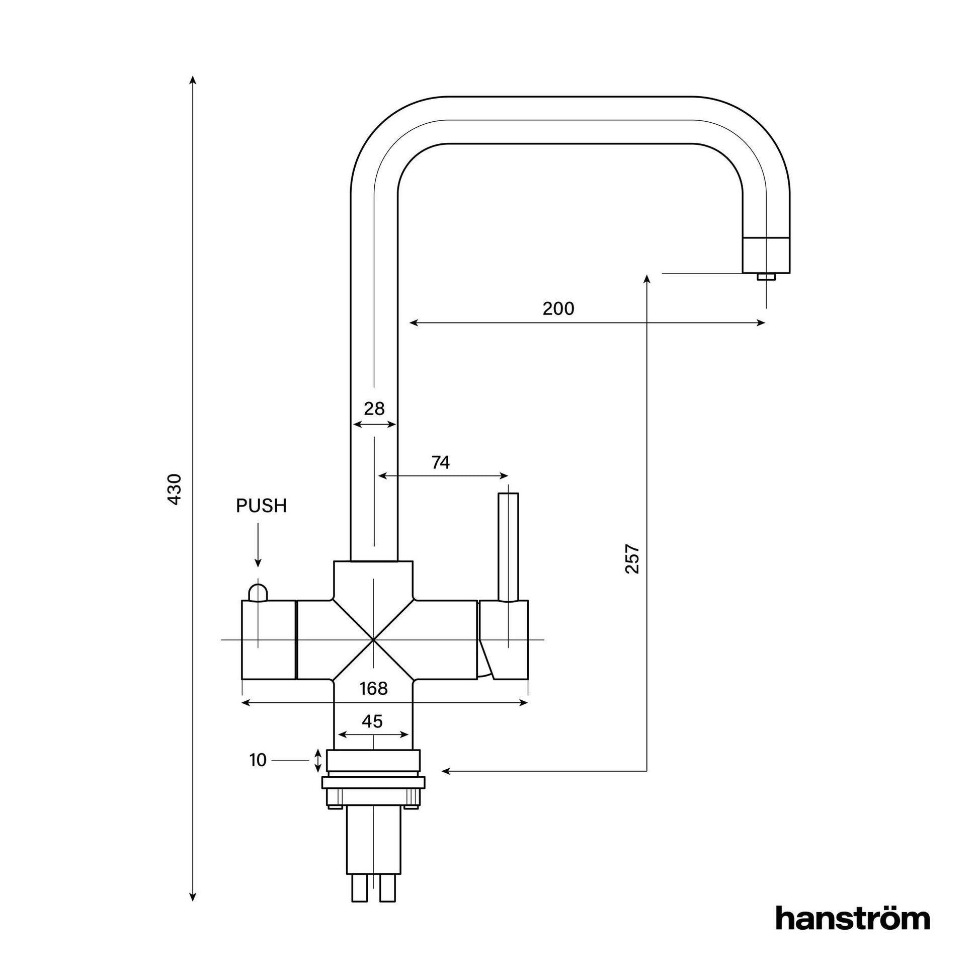 Hanstrom 4 - in - 1 Square Instant Boiling Water Swivel Tap - The Tap Specialist