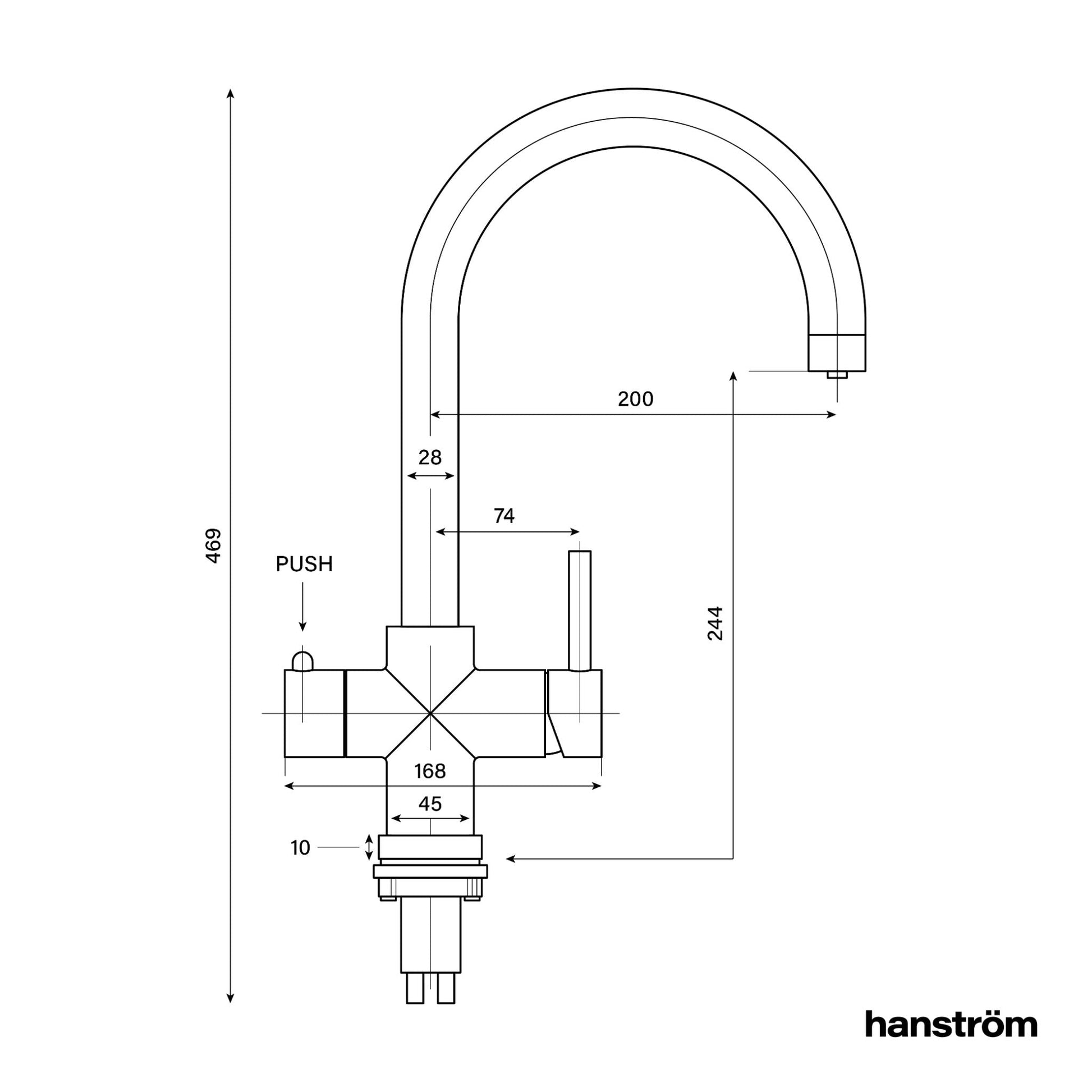 Hanstrom 4 - in - 1 Swan Instant Boiling Water Tap - The Tap Specialist