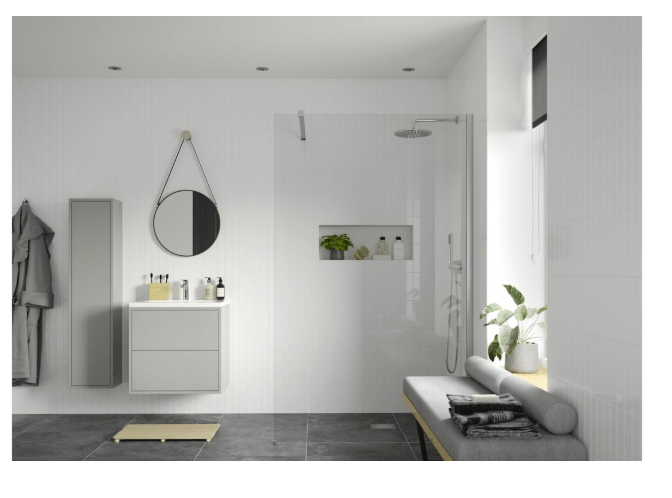 Iconix 1100mm Wetroom Panel & Support Bar - Chrome - The Tap Specialist