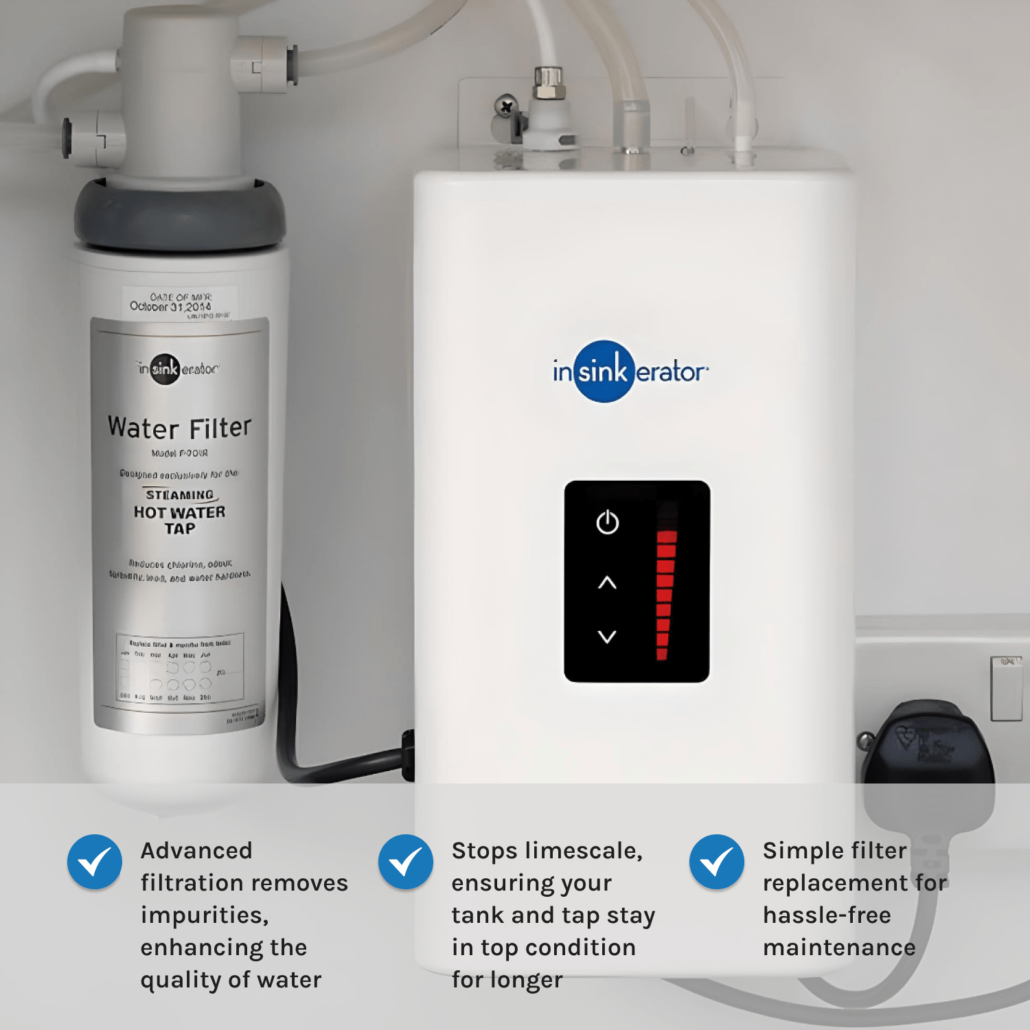 InSinkErator 3N1 J Shape Steaming Hot Tap with NeoTank And Filter Kit - The Tap Specialist
