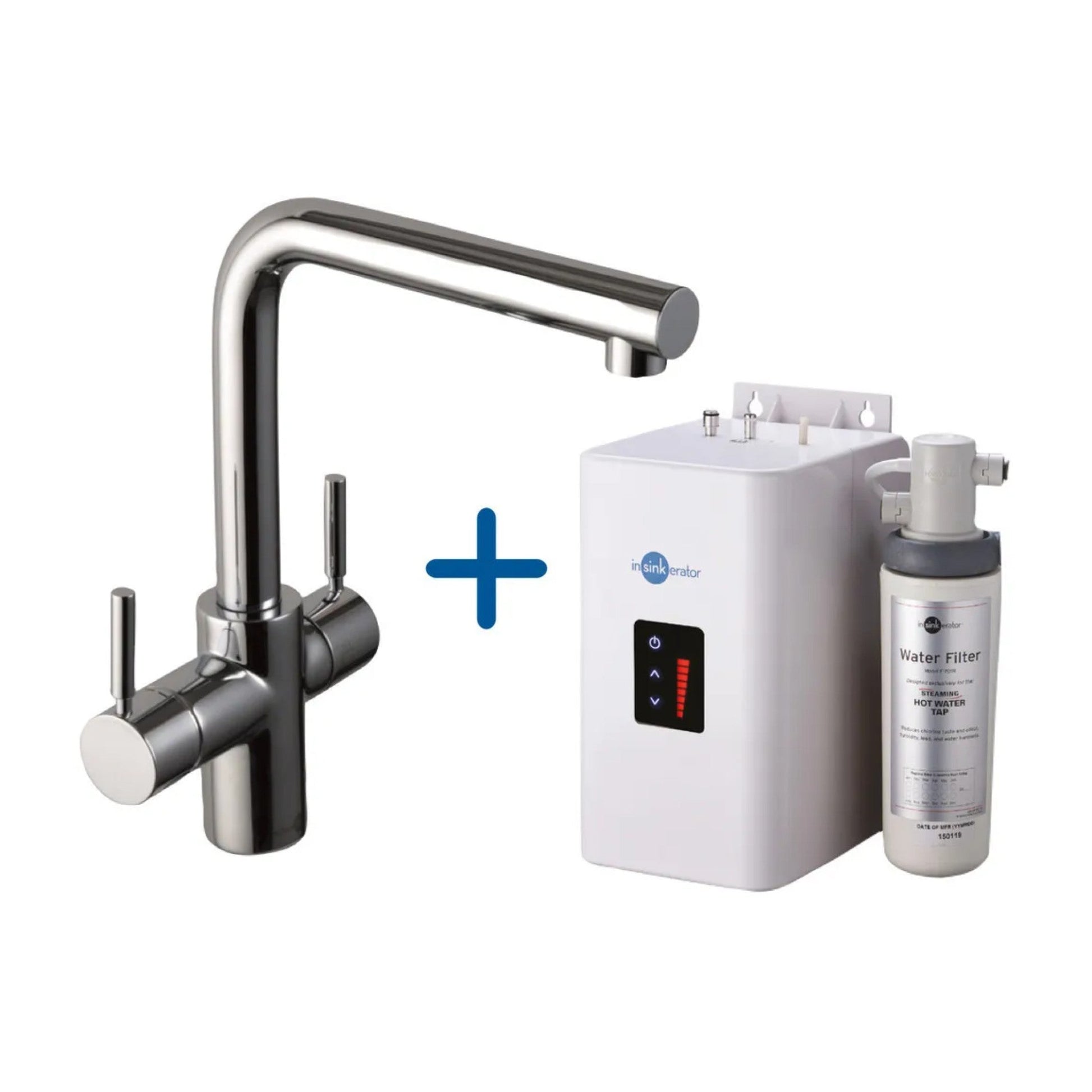 InSinkErator 3N1 L Spout Steaming Hot Water Tap With Neo Boiler Tank and Filter Kit - The Tap Specialist