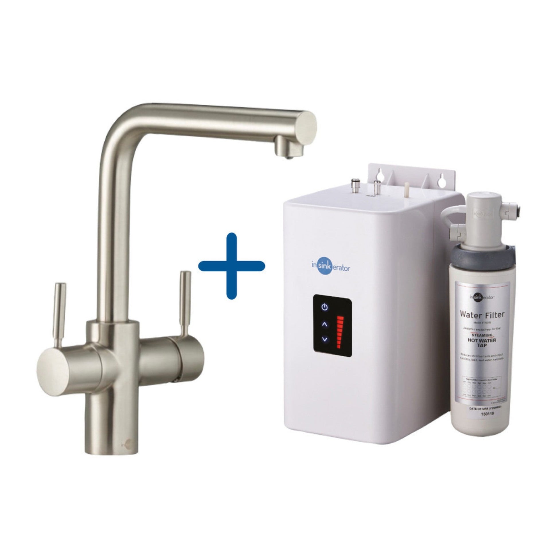 InSinkErator 3N1 L Spout Steaming Hot Water Tap With Neo Boiler Tank and Filter Kit - The Tap Specialist