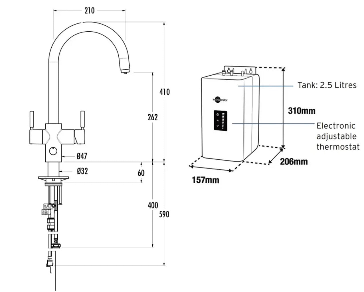 InSinkErator 4 - in - 1 Boiling Water Tap with Filter - Touch Control - Swan Neck Swivel Spout - The Tap Specialist