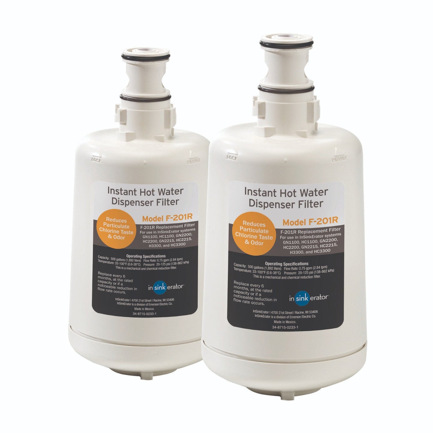 InSinkErator Soft Water Filter Twin Pack Hot Cold Tap Systems