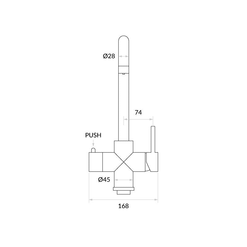 INTU 4OUR Nexus 4 - in - 1 Square Instant Boiling Water Tap - The Tap Specialist