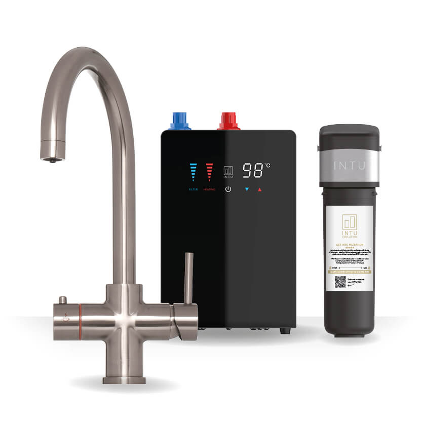 INTU 4OUR Nexus 4 - in - 1 Swan Instant Boiling Water Tap - The Tap Specialist Nickel
