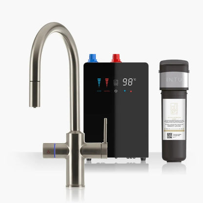 INTU Digital Sovereign 4 - in - 1 Pull Down Swan Instant Boiling Water Tap – 2.4L or 4.0L Nexus Tank - The Tap Specialist