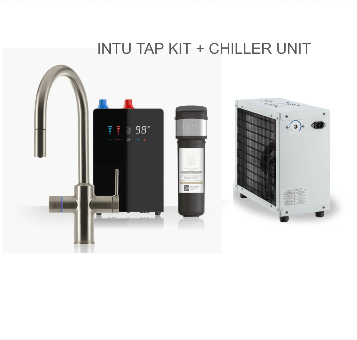 INTU Digital Sovereign 4 - in - 1 Pull Down Swan Instant Boiling Water Tap – 4.0L Nexus Tank - The Tap Specialist