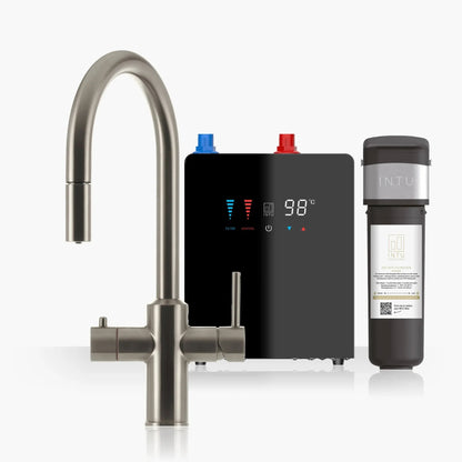 Intu Sovereign & Nexus 4 - in - 1 Pull Down Swan Instant Boiling Water Tap (Mechanical Lever) - The Tap Specialist