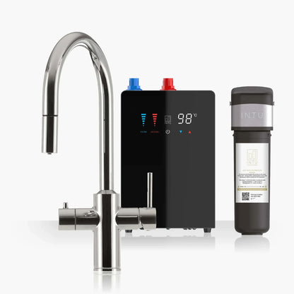 Intu Sovereign & Nexus 4 - in - 1 Pull Down Swan Instant Boiling Water Tap (Mechanical Lever) - The Tap Specialist