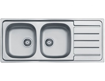 Alveus Line 100 Double Bowl Stainless Steel Sink 1149124N for 800mm Cabinet