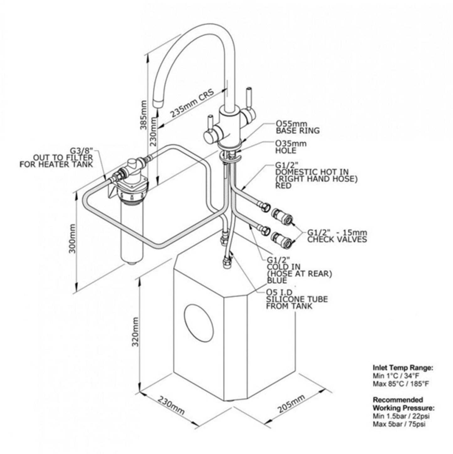Perrin & Rowe Juliet 3 - in - 1 Instant Hot Water Tap with Rinse 1712 - The Tap Specialist