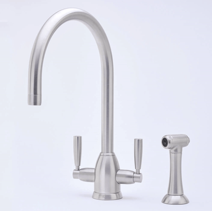 Perrin & Rowe Oberon - C Spout 4866 (with Rinse) Kitchen Tap - The Tap Specialist