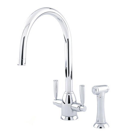 Perrin & Rowe Oberon - C Spout 4866 (with Rinse) Kitchen Tap - The Tap Specialist