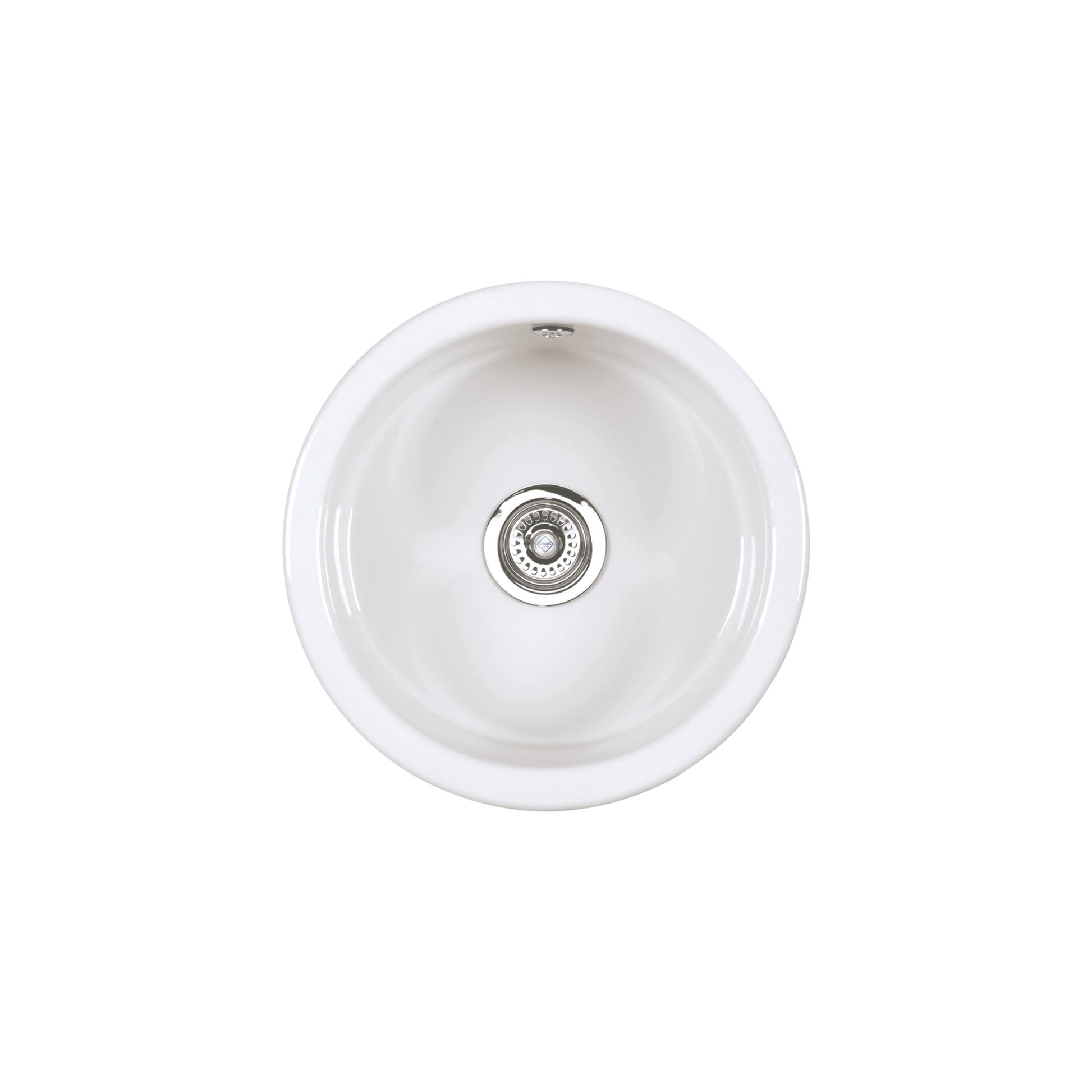 Shaws Round Inset Umounted Central Waste Outlet White Sink