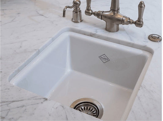 Shaws of Darwen Belthorn Inset Undermount Square Bowl White Sink SBEL381WH - The Tap Specialist