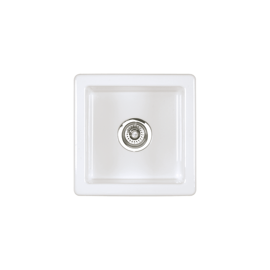 Shaws of Darwen Belthorn Inset Undermount Square Bowl White Sink SBEL381WH - The Tap Specialist