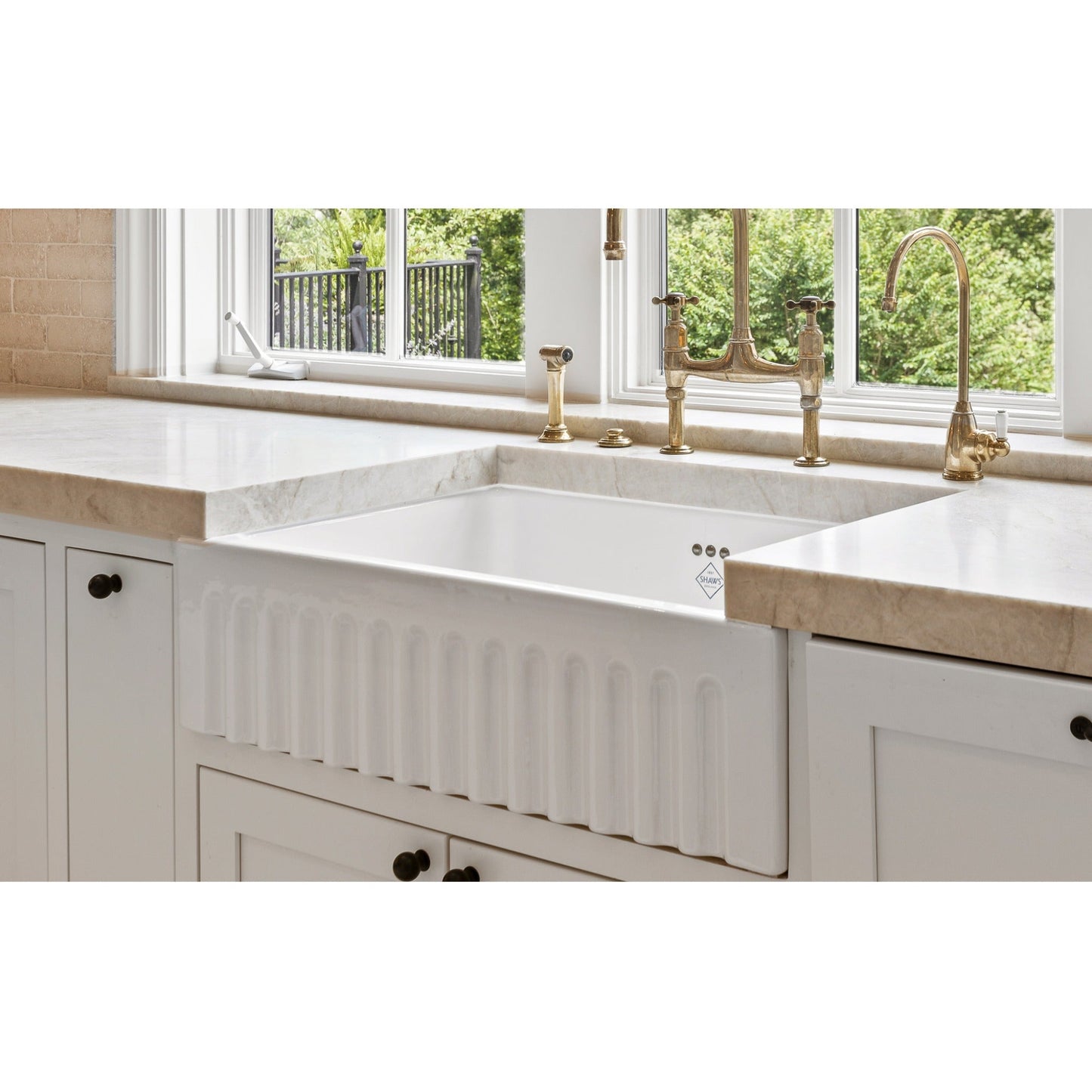 Shaws of Darwen Bowland Single Bowl 800 with Fluted Front White Sink BLF5312WH - The Tap Specialist