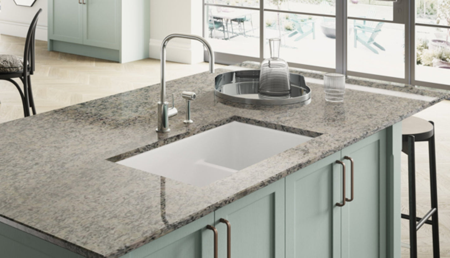 Shaws of Darwen Bradshaw Inset Umount 1.5 Bowl Offset Low Wall White Sink SCBR900WH - The Tap Specialist