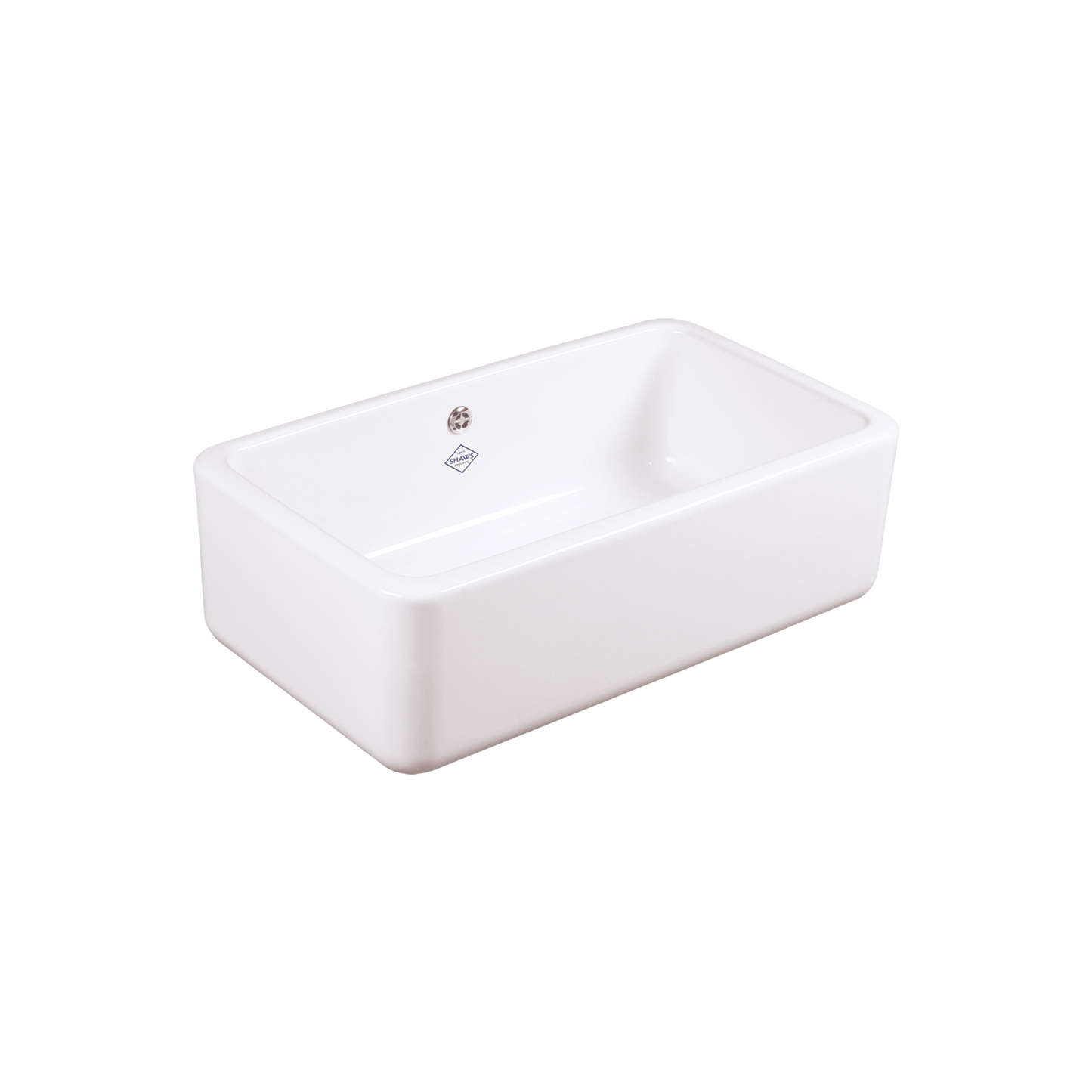 Shaws of Darwen Butler Single Bowl 800 Central Waste Outlet White Sink SCBU800WH - The Tap Specialist