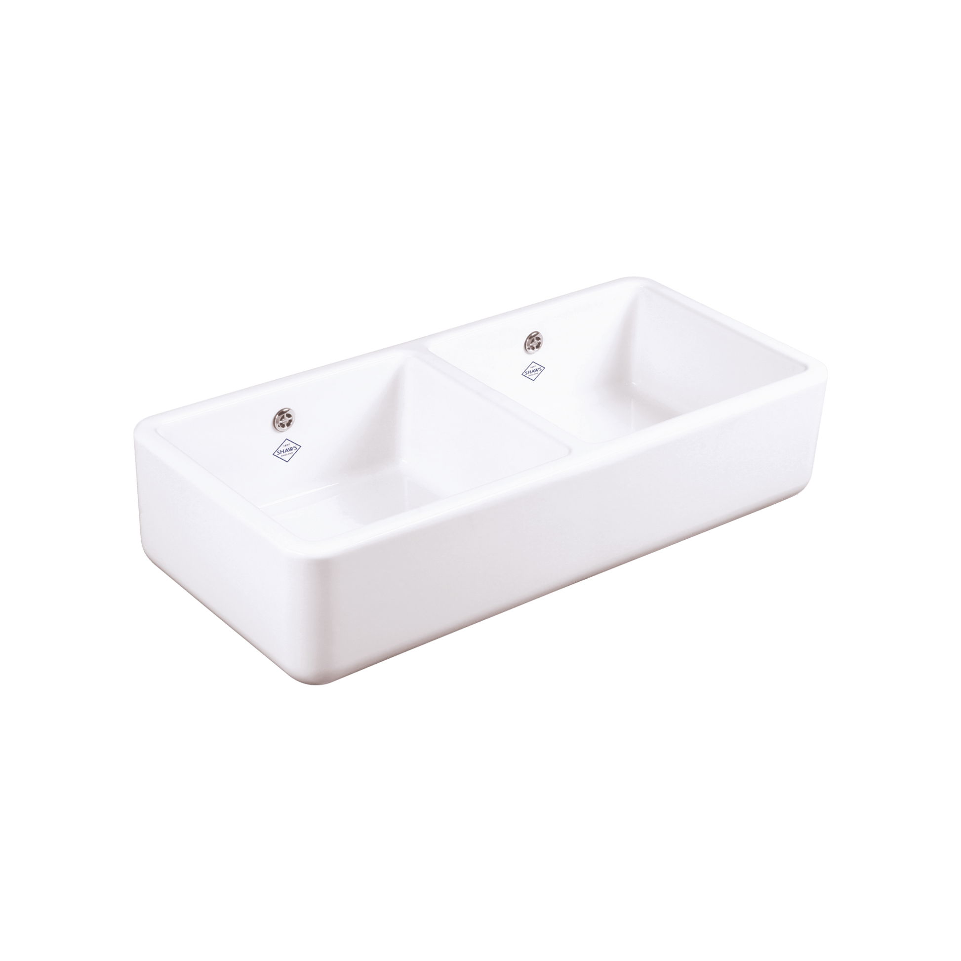 Shaws of Darwen Double Bowl 1000 Sink Central Dividing Wall White Sink SCLD101WH - The Tap Specialist