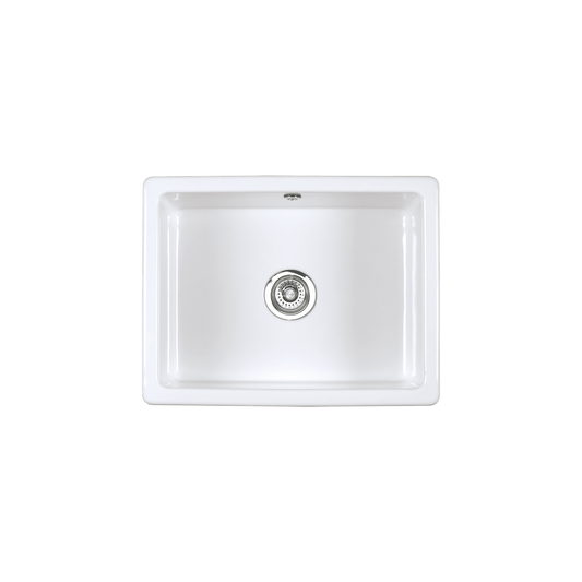 Shaws of Darwen Inset Single Bowl 600 White Sink SCIN595WH - The Tap Specialist