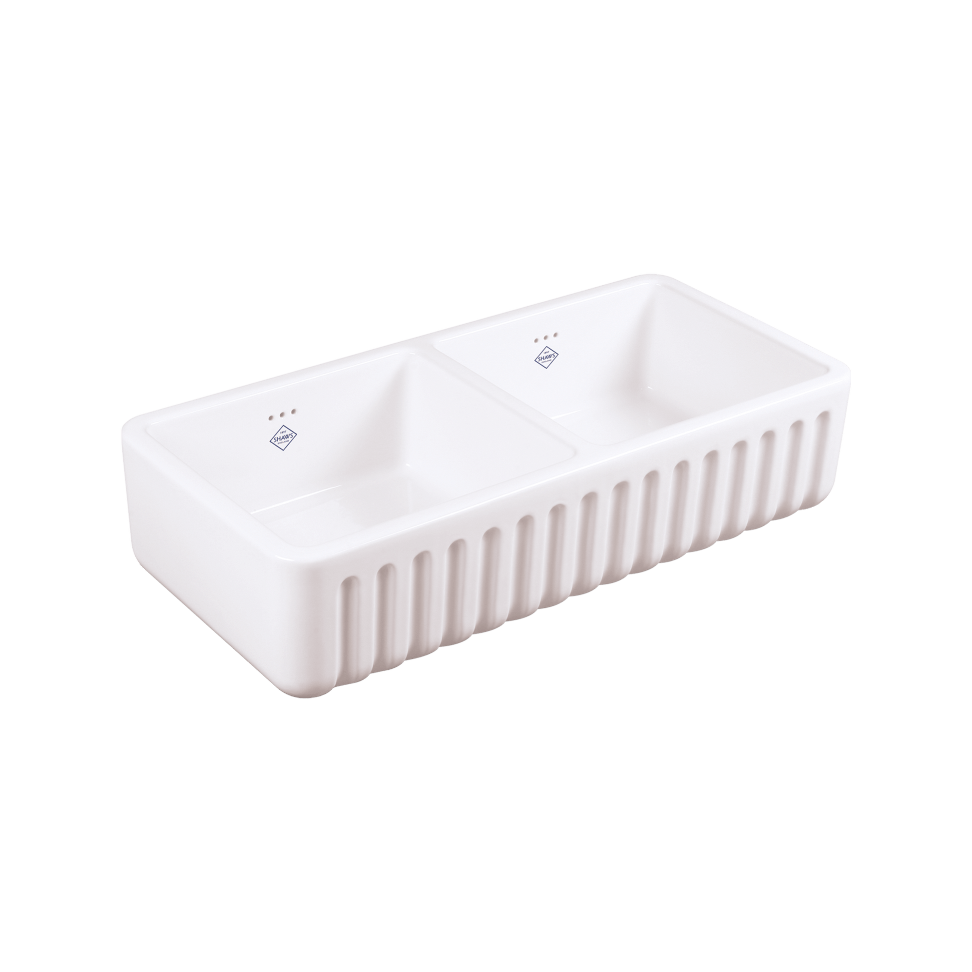 Shaws of Darwen Ribchester Double Bowl 800 Central Dividing Wall White Sink SO0800010WH - The Tap Specialist