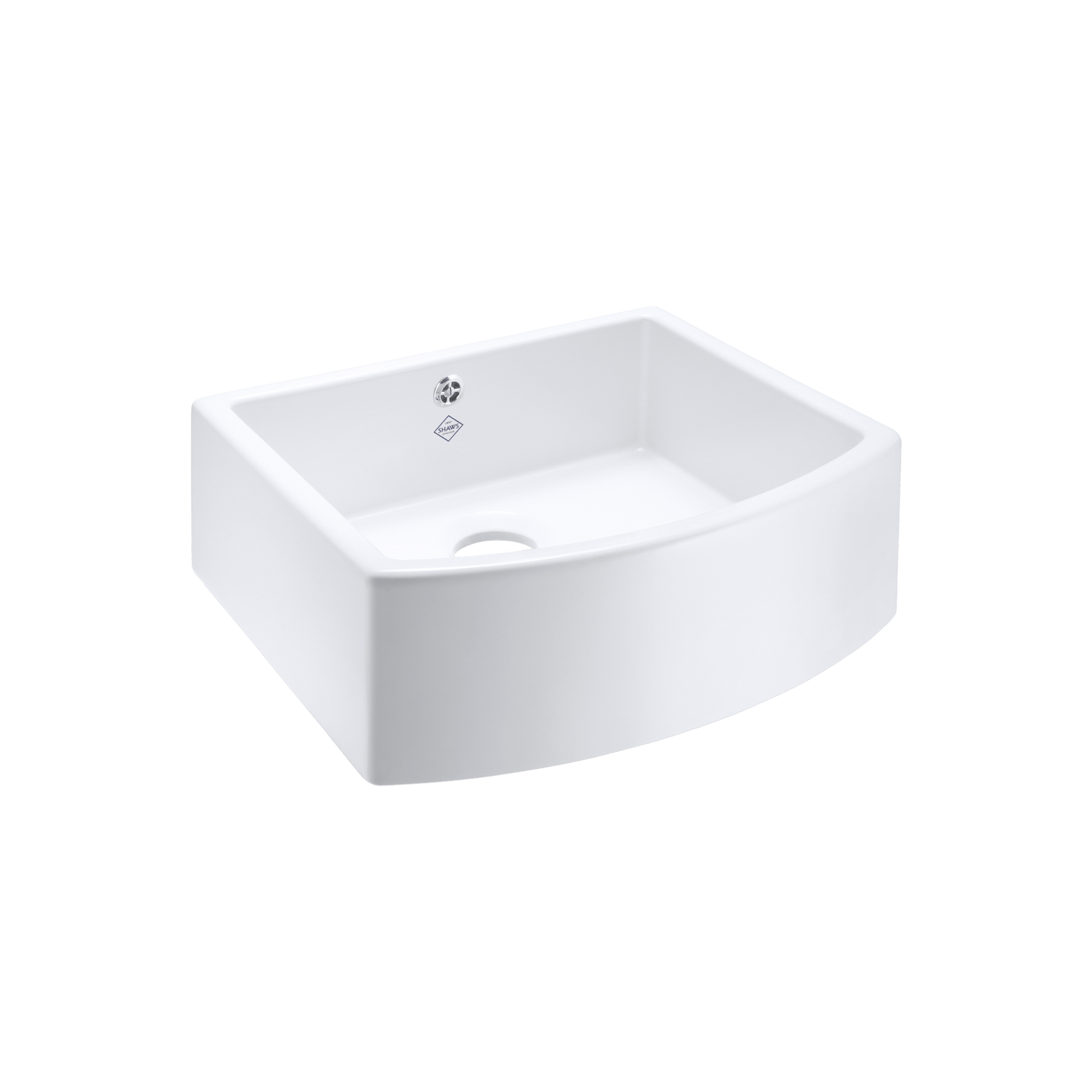 Shaws of Darwen Waterside Bow Front Single Bowl 600 White Sink SCWT595WH - The Tap Specialist