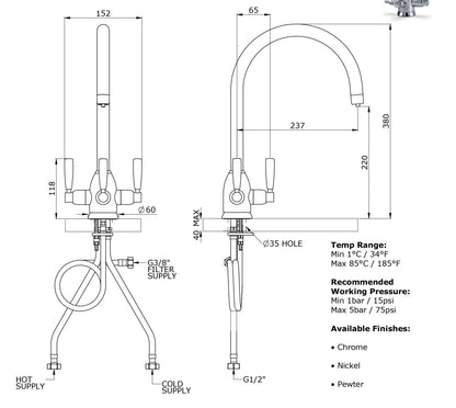 Triflow Original Whitehall Filtered Tap – Chrome | C Spout - The Tap Specialist