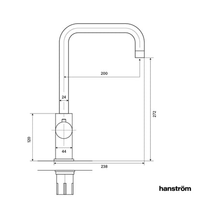 Verana 3 - in - 1 Square Instant Boiling Water Tap - The Tap Specialist