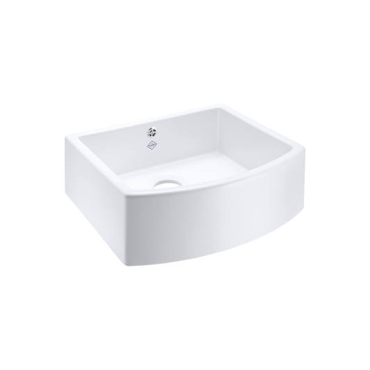 Shaws of Darwen Waterside Bow Front Single Bowl 600 White Sink SCWT595WH