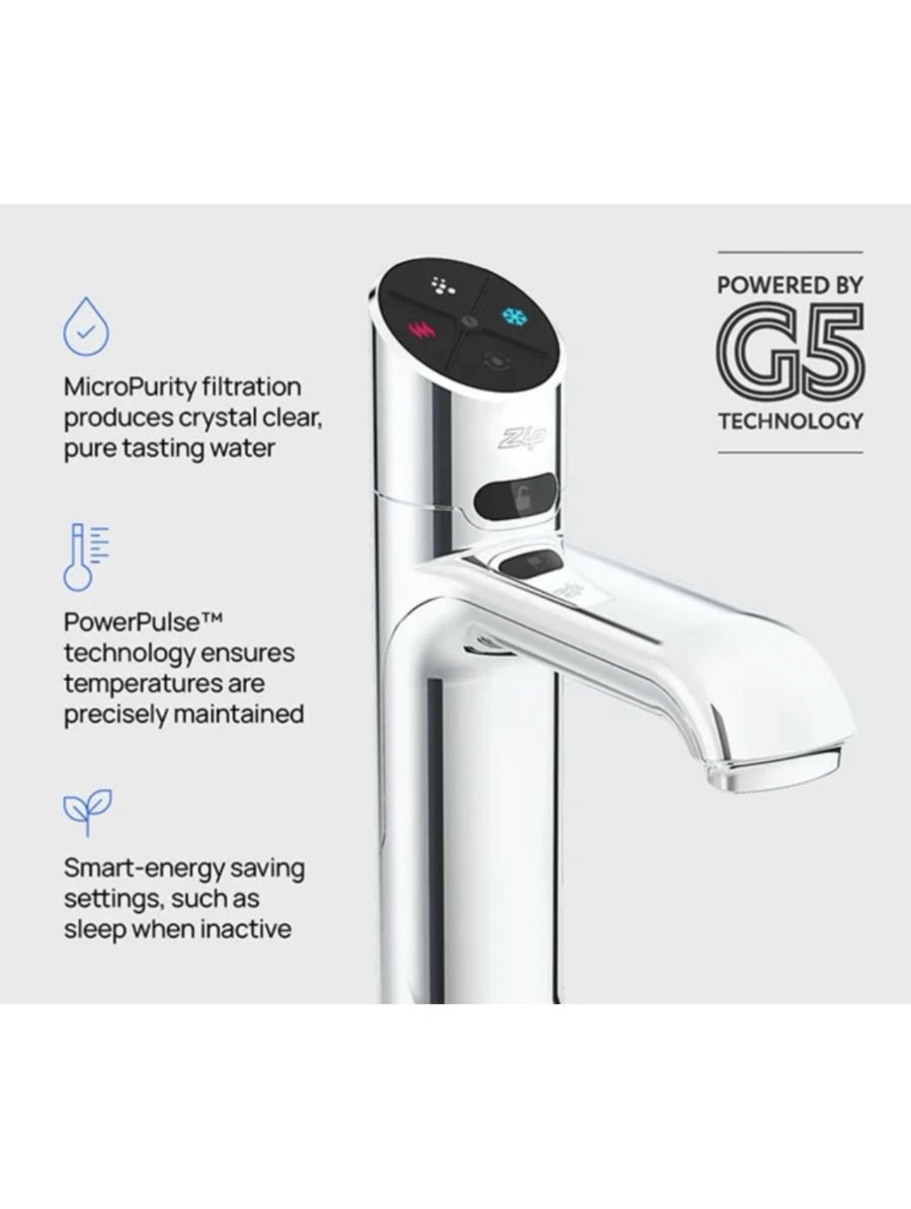 Zip Water Classic Plus All - in - One HydroTap 100/75 G5 Boiling Chilled Plus Hot & Cold - The Tap Specialist