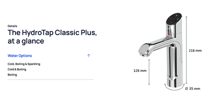 Zip Water Classic Plus HydroTap 140/75 G5 Boiling and Chilled - The Tap Specialist