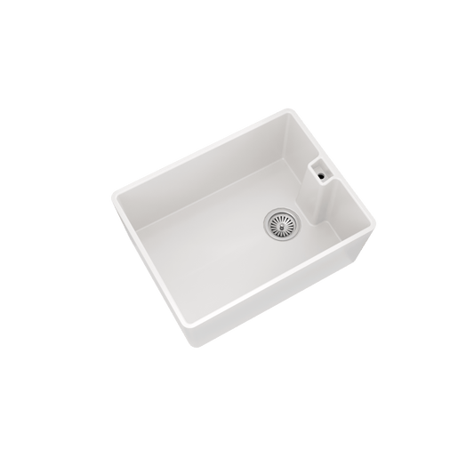 Ellsi 1 Bowl White Belfast Comite Kitchen Sink with Waste and Overflow - The Tap Specialist