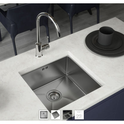 Ellsi Elite 1 Bowl Kitchen Sink Stainless Steel Inset or Undermount