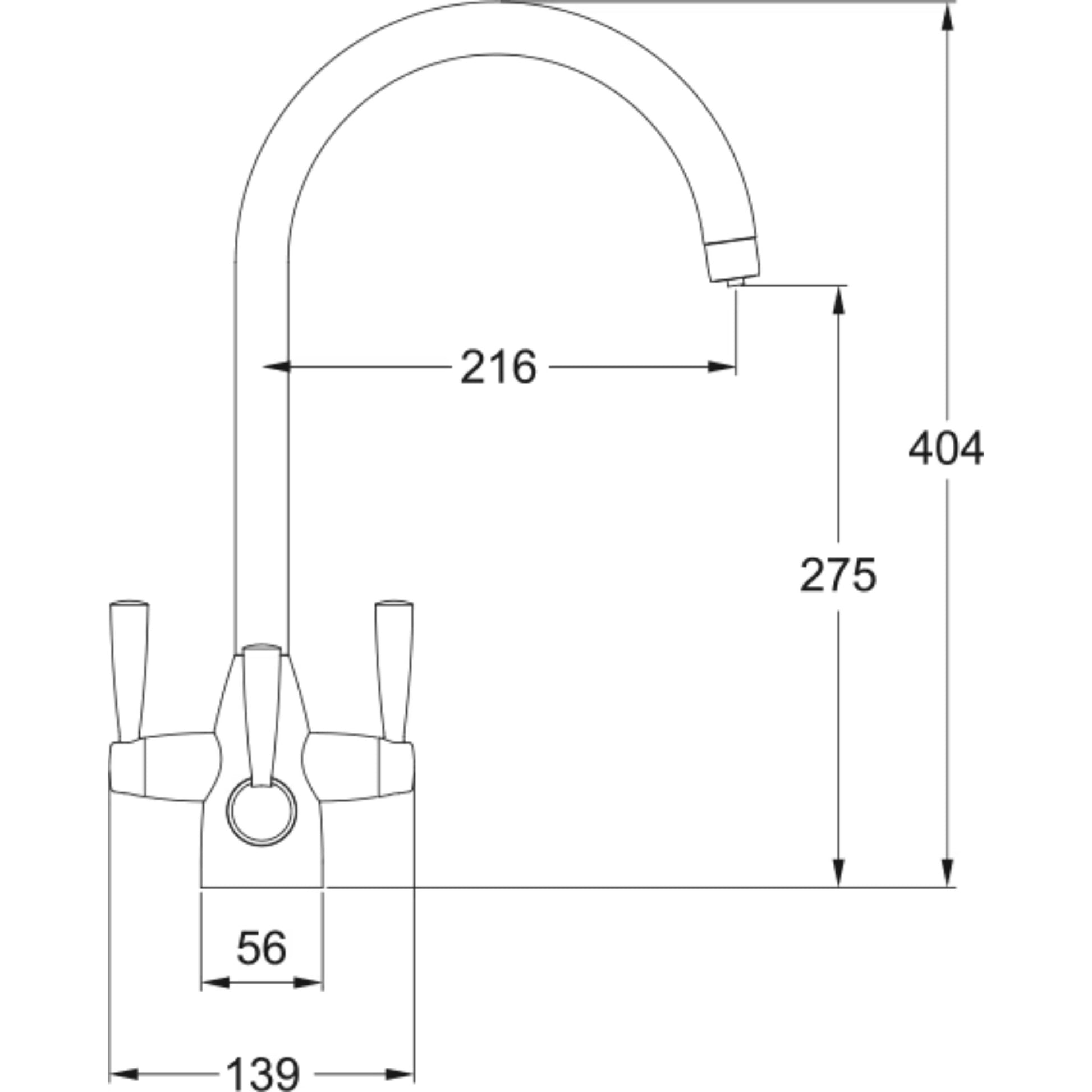 Franke Filter Flow Doric Kitchen Tap Dimensional Drawing