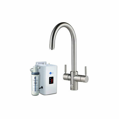 InSinkErator 4 in 1 Touch Boiling Water Tap J Shape Spout  (BRUSHED STEEL) plus Neo Tank and Filter Kit- The Tap Specialist
