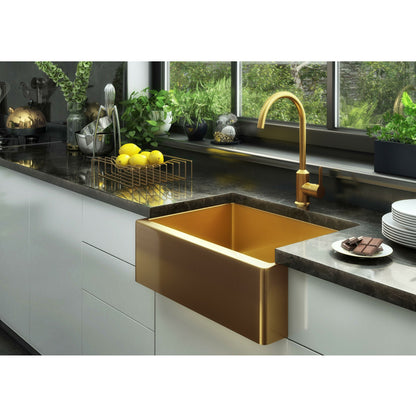 Ellsi 1 Bowl Belfast Stainless Steel Kitchen Sink with Wastes - Brushed Gold